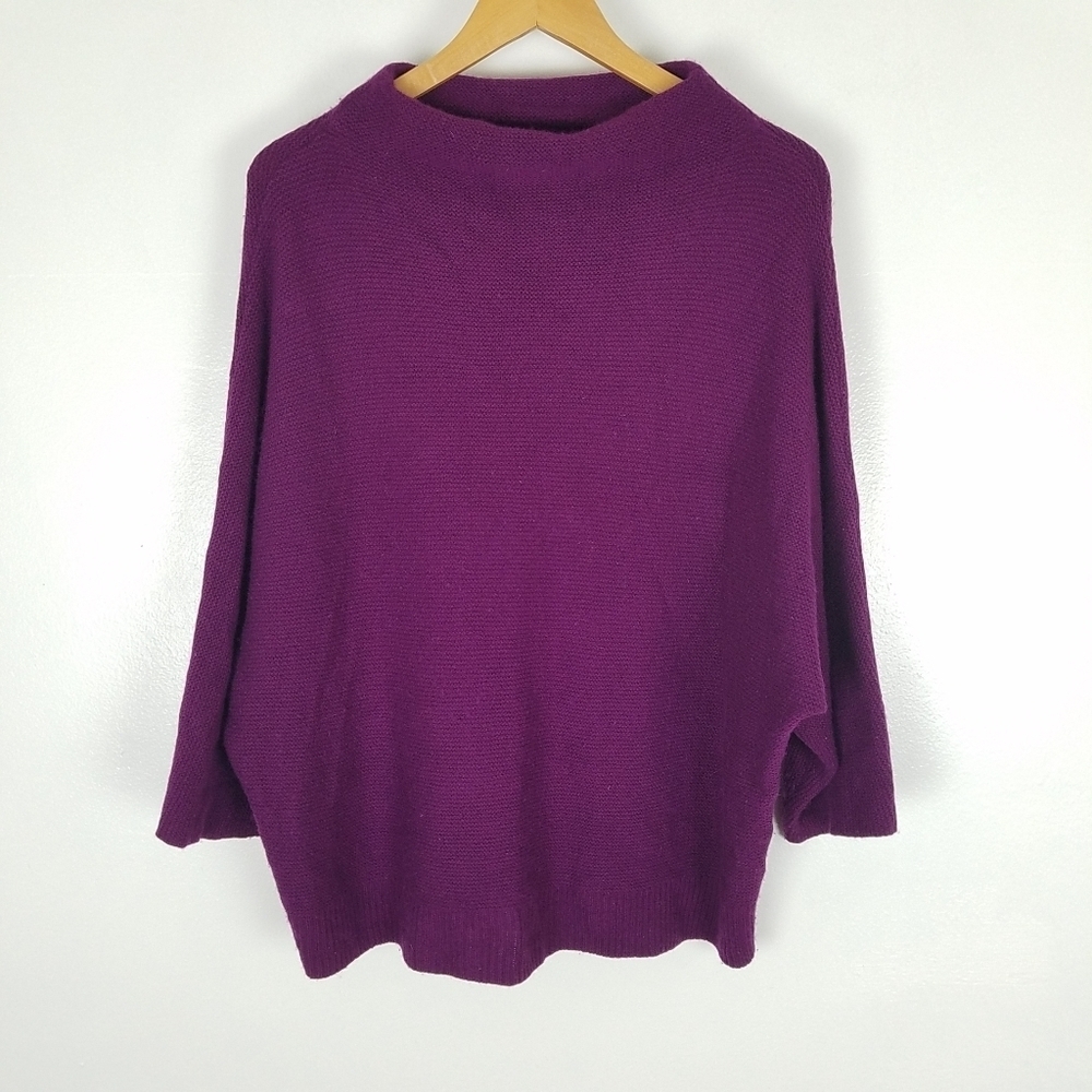 The Reset by R Lable Wool Cashmere Purple Funnel Neck Relaxed Fit Sweater L/XL